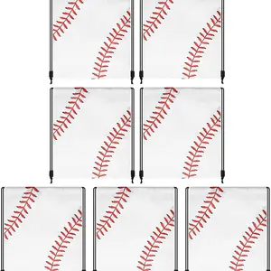 7Pcs 16.5" Baseball Drawstring Bags, Sports Theme Party Favor Backpacks for Sports Teams & PE Class