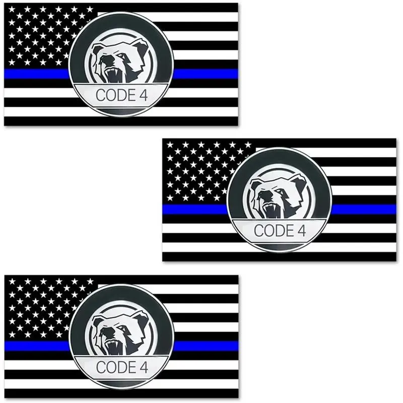 3PCS Thin Blue line Sticker Code 4, American Flag Thin Blue Line Car Decal, Police Support Stickers, American Flag Thin Blue Line Decal, for Cars Trucks Window Laptop