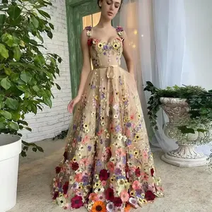 New European and American Style Women's Fashion 3D Flower Embroidered Bodycon Sexy Dress