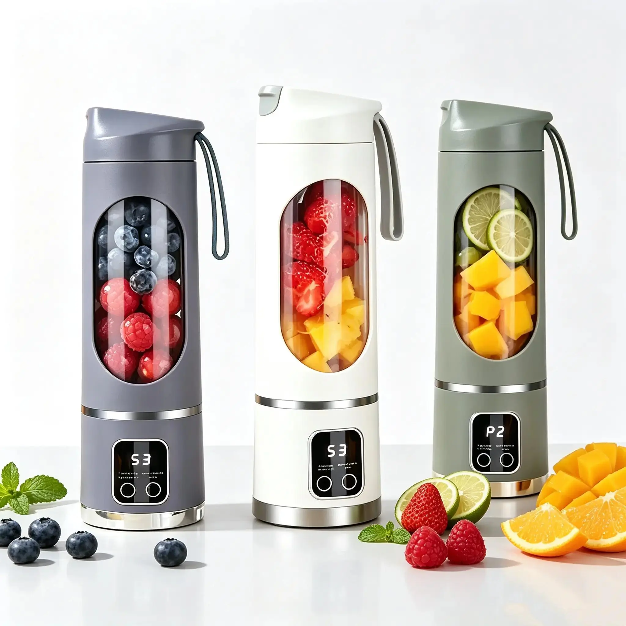 Compact 500ml Food-Grade Mini Portable USB Rechargeable Juicer Blender - Small Size Smoothie Maker with Leak-Proof Design, Smart LED Display, Easy-Clean Feature, M-Shaped Lid, Ideal for On-the-Go Users’ Home & Travel Needs, Personal Blender Cup Gift
