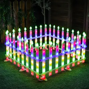 8 Pack 36 LED Christmas Tree Fence Lights - 13.7x11.8 Inch Warm White Plug in Decorative Garden Edging for Patio, Yard, Path, Landscape, Xmas Decor