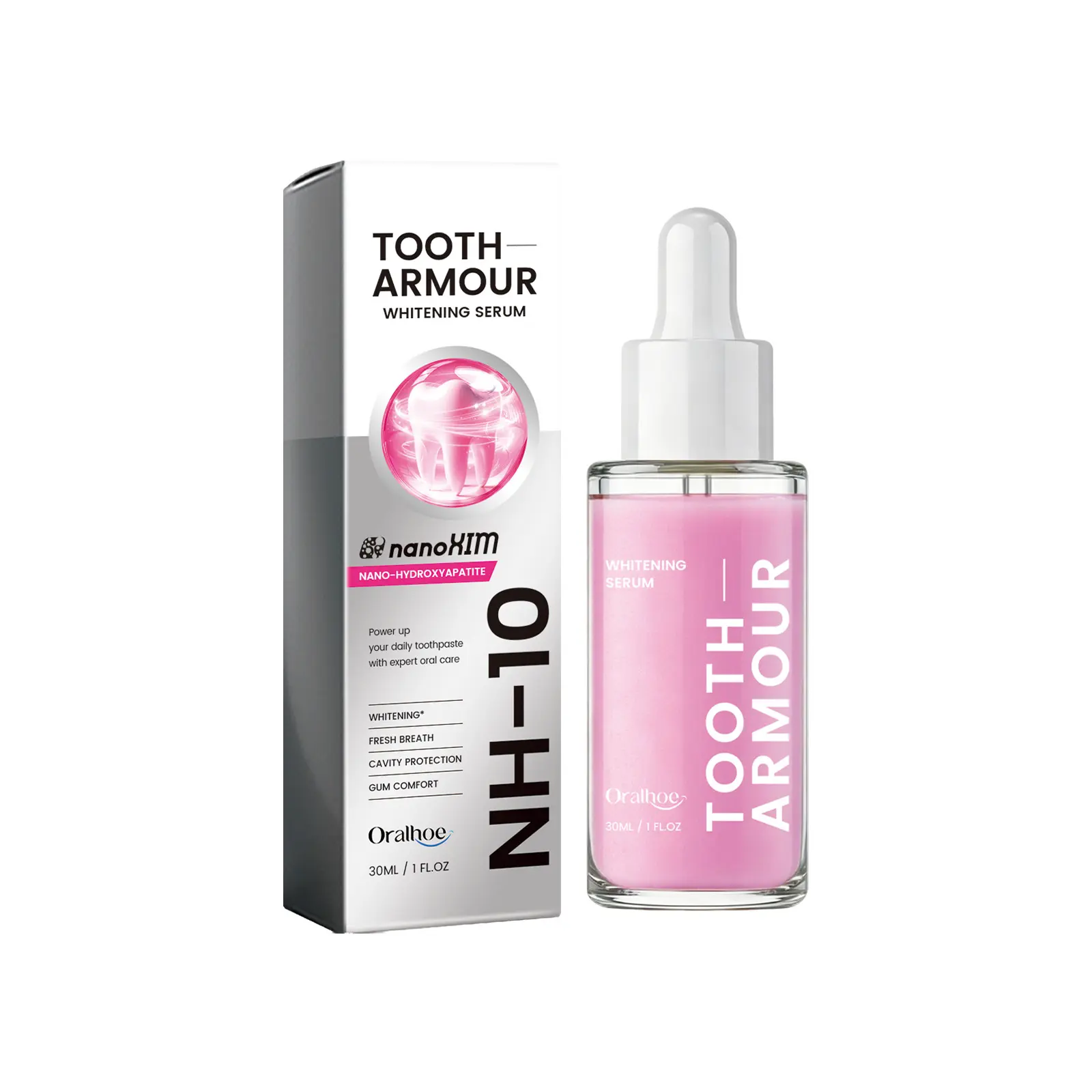 Oralhoe Tooth Armour Fluoride Free Toothpaste Serum, Nano Hydroxyapatite Toothpaste, Appropriate for Sensitive Teeth, Supports Tooth Enamel, Niacinamide Toothpaste, Advanced Enamel Support | 30 ml  and 60ml