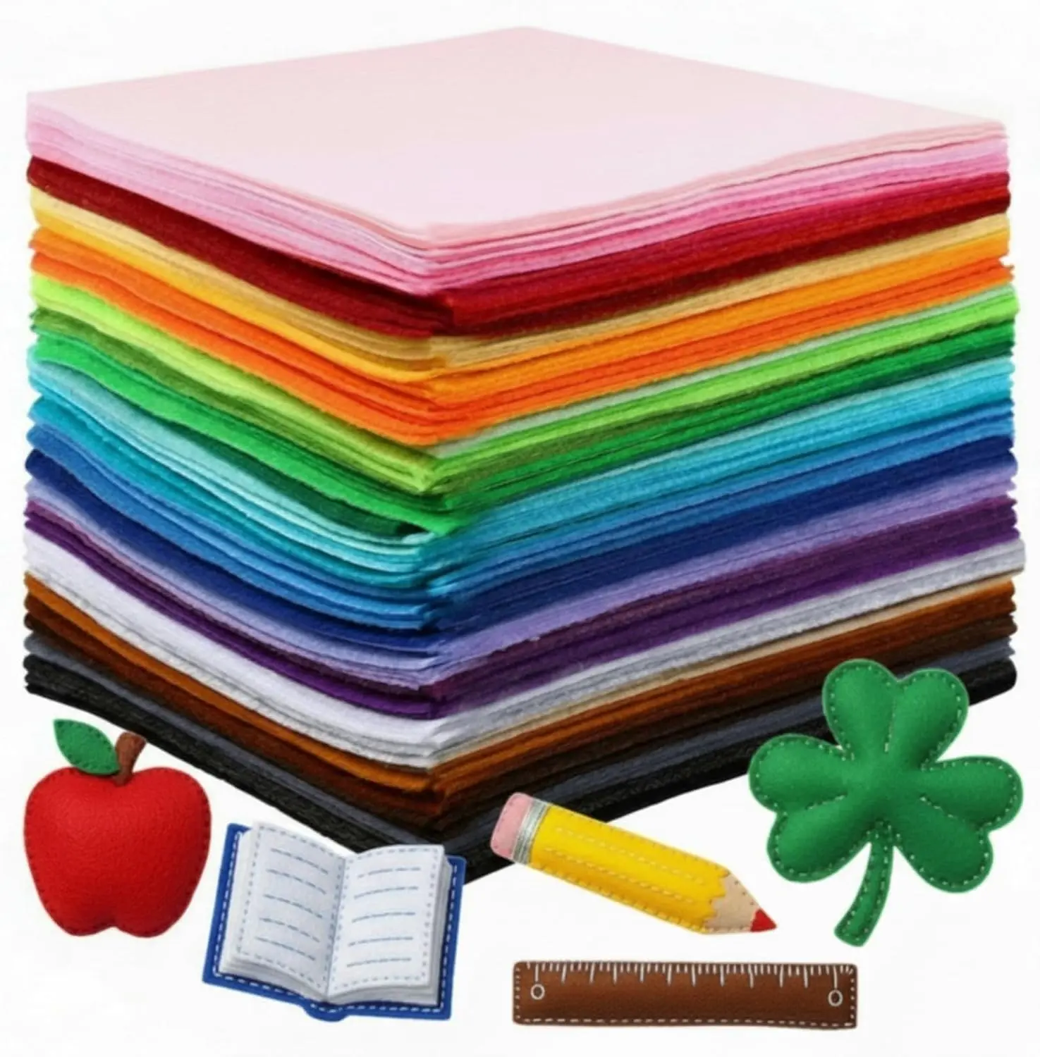 120-Piece Colored Felt Sheets (3 Sets of 40 Assorted Colors, 0.04 Inch), Serviceable Long-Lasting Wear-Resistant Non-Woven Fabric for Crafts, DIY Projects & Family Activities, Soft, Firm