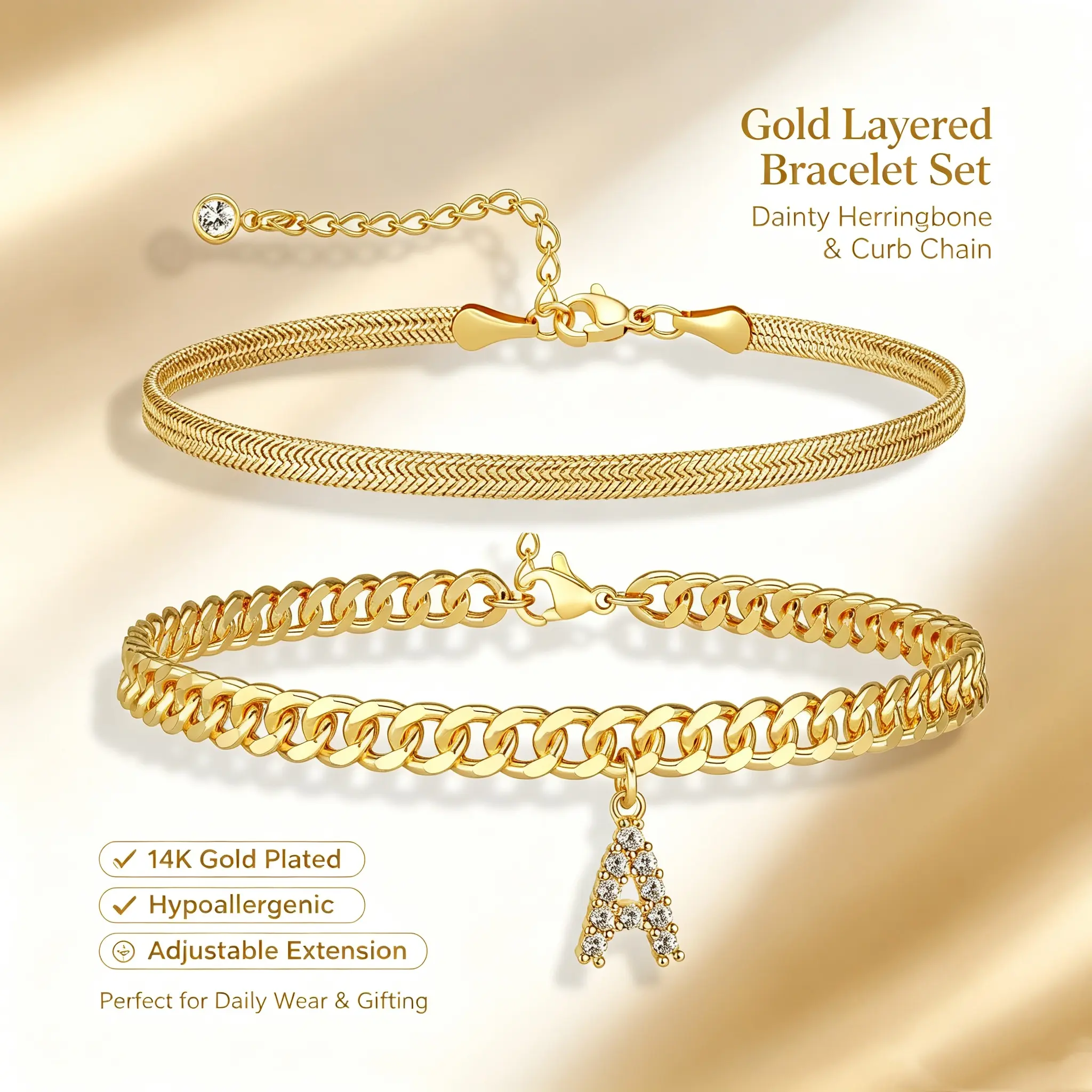 Ankle Bracelet for Women Stack Gold Anklet with Letter Pendant DealsForYouDays Adjustable Anklet Set Stackable Jewelry Summer Beach Accessories Gift for Girls