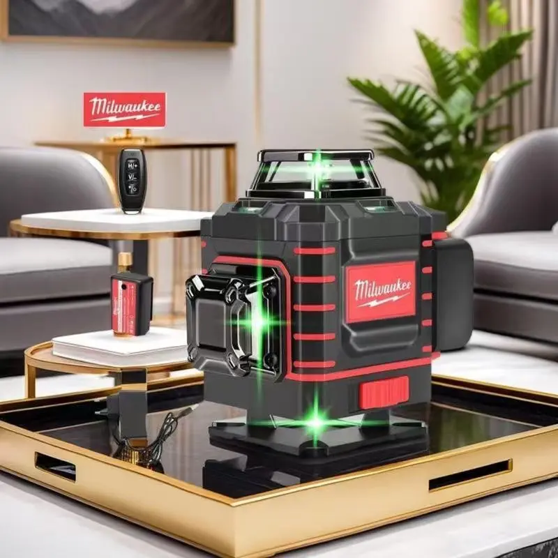 Milwaukee 360° Green Beam Cross Laser Level - Self-Leveling Horizontal & Vertical Lines, Rechargeable Battery, Magnetic Base - Pro Hand Tool for Construction Renovation, Multipurpose Laser Level, Precise Line Finder