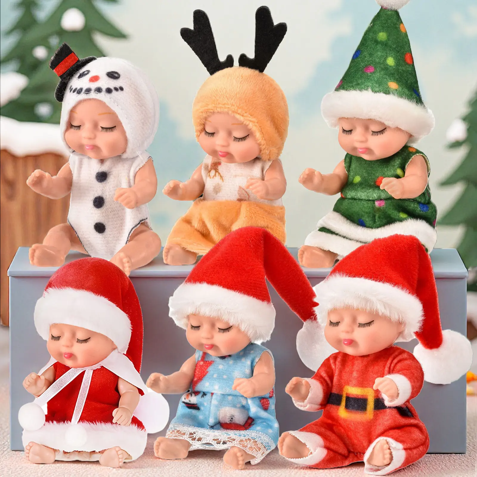 Holiday mini sleeping doll toy-Christmas-ideal gift for children, perfect gift for Christmas, and soothing doll for children. Realistic doll