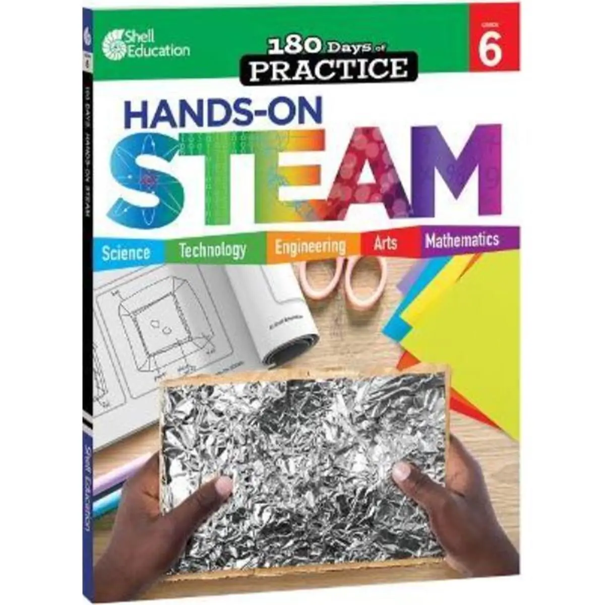 Shell Education 180 Days of Hands-On STEAM Practice Workbook - Grade 6 Children's Science Book, Educational Learning Materials