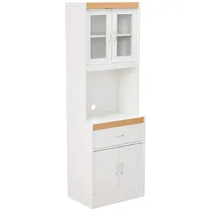 Hodedah Freestanding Kitchen Storage Cabinet w/ Open Space for Microwave