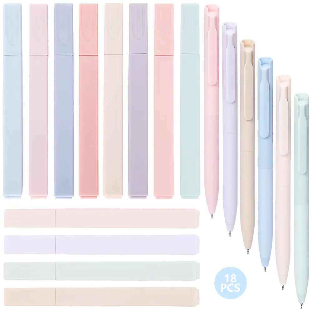 12-Piece Pastel No-Bleed Bible Highlighters & 6-Piece Multicolor Fineliner Pens Colored Pens Set Pack, Quick-Dry Water-Based Fine Point Markers with Smooth Grip for Bible Studying, Office Supplies