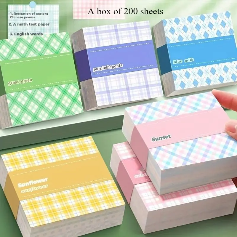 Box of 200 thick sticky notes | 6 series of color sticky notes | Sticky Notes Set | very suitable for school and office use | plaid tribal design | Office Supplies