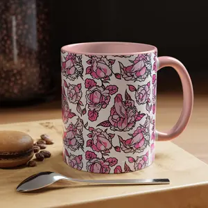 Funny Adult Humor, Floral Penis Cup, Sexy P Black Mug, Accent Coffee Mug (11, 15oz), Naughty Gift, Inappropriate Tea Cup, Mature Coffee Mug,