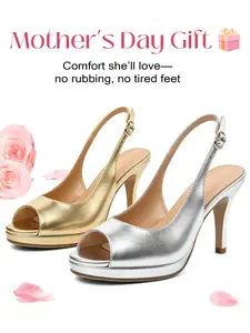 【SummerVibes】Zamikoo Women's Peep Toe Platform Heels Slingback Dress Pumps 3.5'' Chunky Heel Elegant Party Shoes