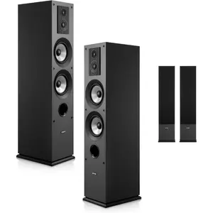 VEVOR Passive Floorstanding Speaker, 3 - Way, Floor - Standing Tower Speaker with 0.75 in 1 in Tweeter, 5.25 in Woofers, 145W Peak, 70Hz - 20kHz Frequency Response, MDF Enclosure, for Home Audio, SingleVEVOR Super Brand Day
