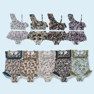 Camouflage Kids Girls Two Pieces Summer Swimsuit - Comfortable Fit, Breathable Versatile Design, Ideal for Summer Beach Wear,Toddle Swimwear,Bikini Set