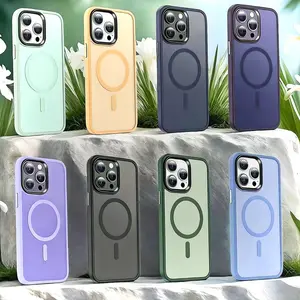 Strong Magnetic Phone Case for iPhone 12/13/14/pro/pro Max, Matte Touch Feel, Camera Protection, Independent Metal Buttons, Anti-Fingerprint, Wireless Charging Support