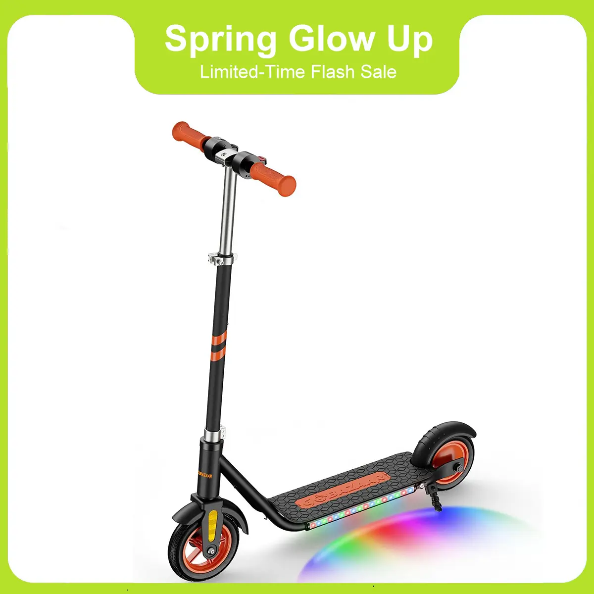 ScootHop K6 Kids' Electric Scooter (Ages 6+), 150W Hub Motor, 4-Height Adjustable Design, LED Display, Colorful Lights, Bluetooth Speaker, Up to 10 mph Speed, 60 Mins Ride Time, Ideal Gift for Kids (TikTokShop)