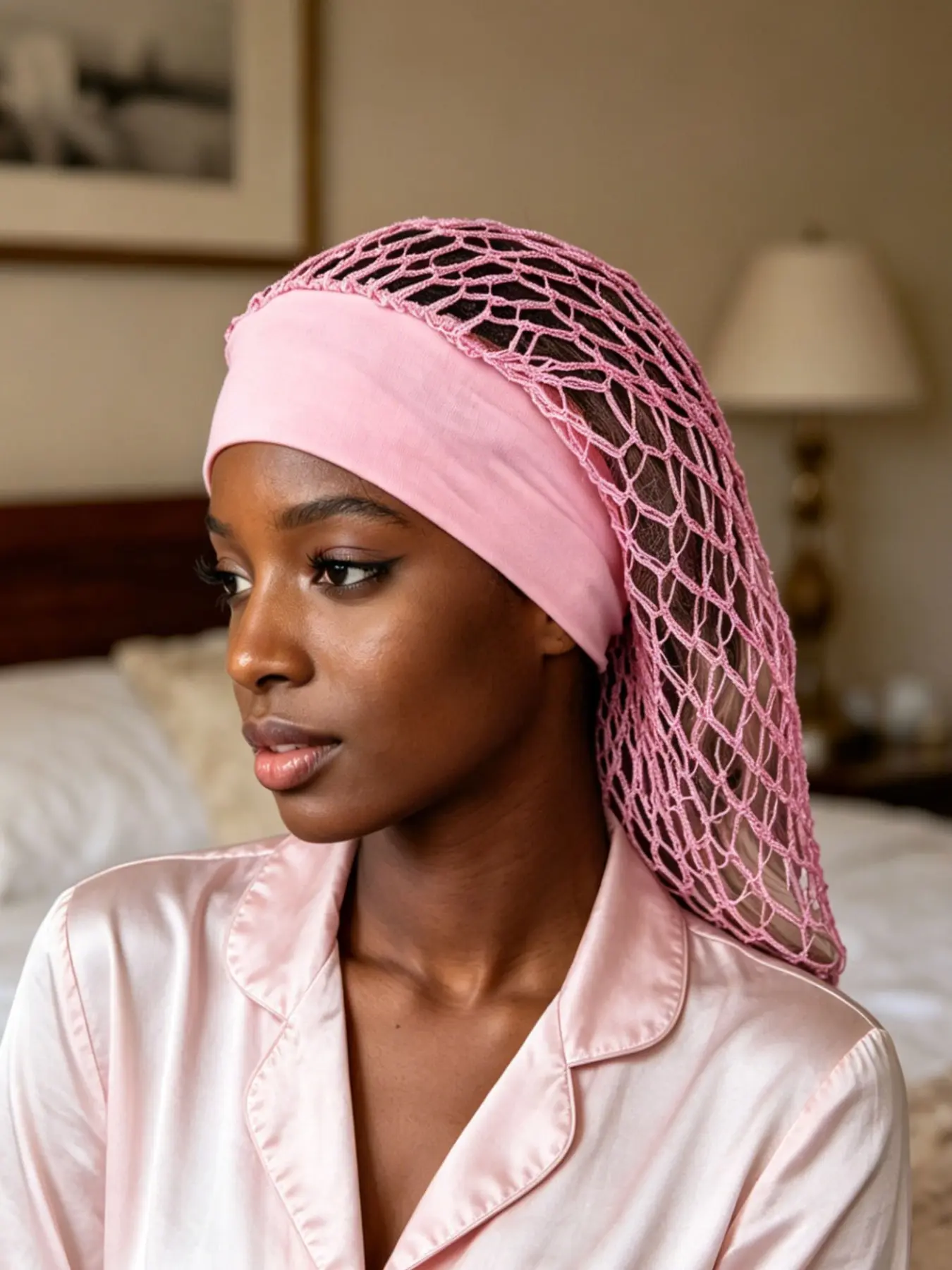 Long Crochet Hair Net Sleep Cap Sleeping Bonnet for Women, Comfortable Nighttime Head Cover, Ideal for Sleeping, Knitted Hat for Hair Protection