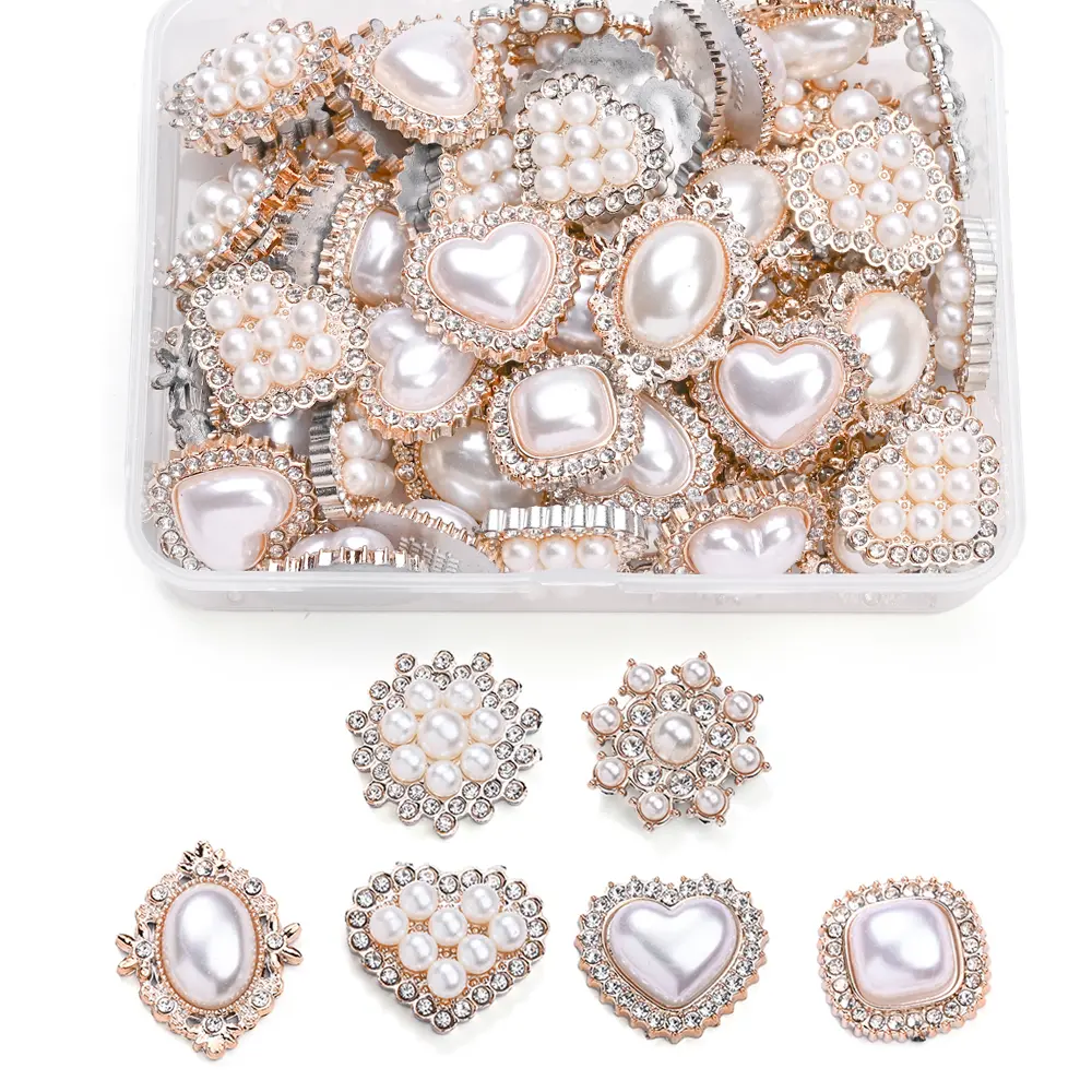 Mixed Styles Pearl Rhinestone Cabochons Flatback Acrylic Gems Bulk for DIY Jewelry Making Nail Art Phone Case Decor Craft Supplies Glue On