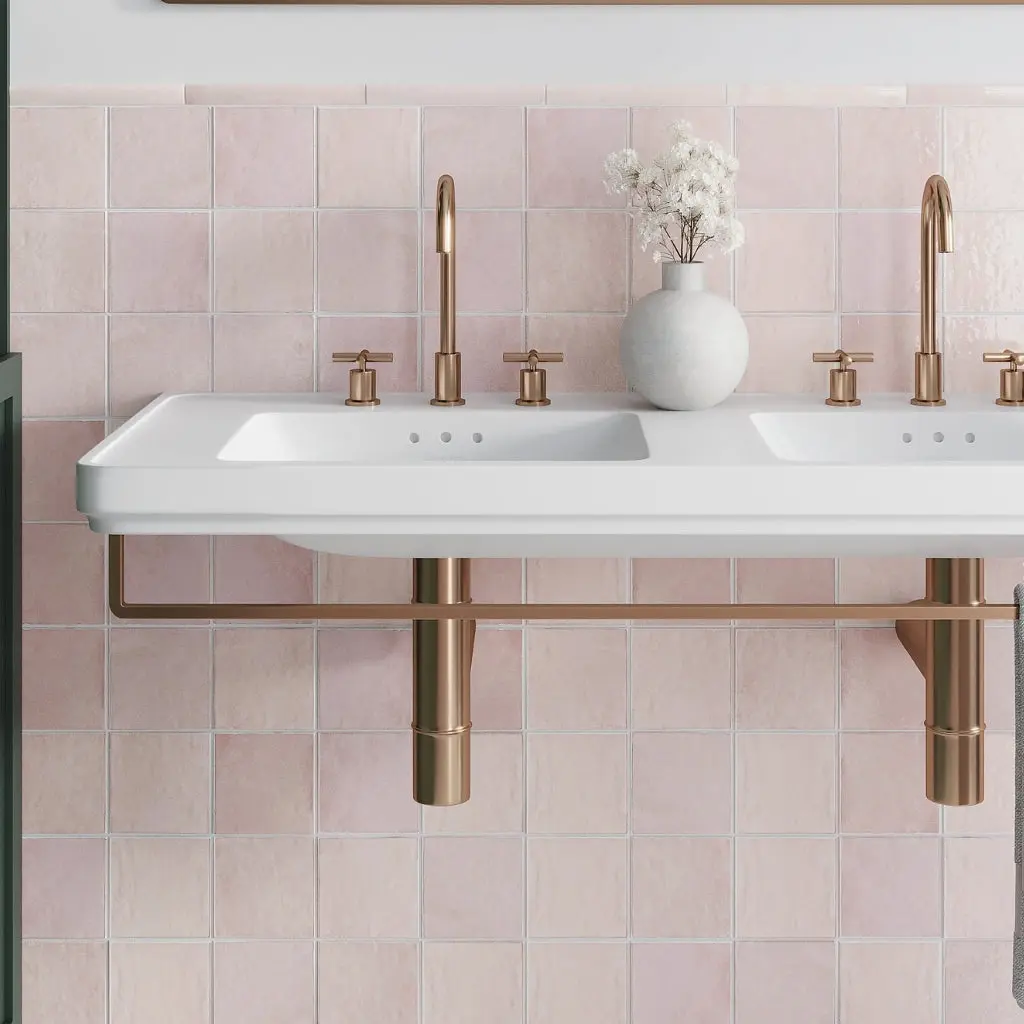 Chateau Soft Pink 5x5 Glossy Ceramic Square Tile (57 pack, 10.76 sq ft/case)