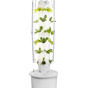 GX Hydroponic Tower Garden Vertical Planter System with 24 Net Pots & LED Grow Lights