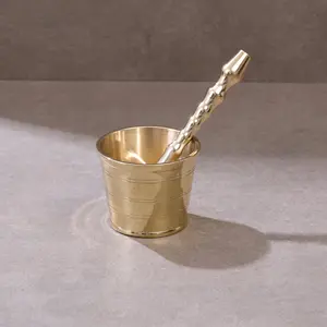P•TAL Brass Mortar and Pestle (Okhli) | Non-Toxic, Chemical Free | Traditional | Medicine/Vintage Antique | Imam Dasta/Mortar and Pestle Set/Ohkli Musal/Khara