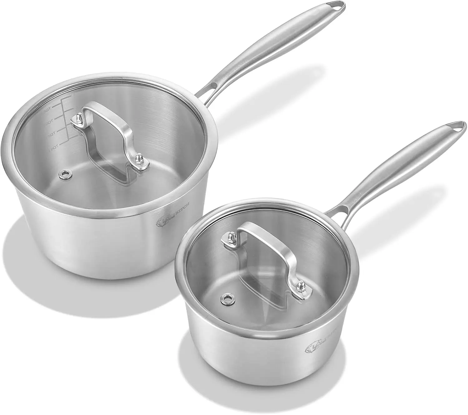 Whole  Tri-Ply Stainless Steel Saucepan Set of 2,1QT & 3QT,Induction Pots,Saucepans with ,Oven and Dishwasher Safe.