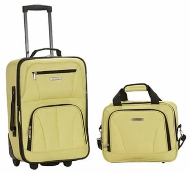 212 MAIN Rockland Deluxe 2-Piece Expandable Luggage Set - PVC Backed, Heavy-Duty EVA Construction, EZ-Roll Wheels, Zipper Closure, Lime Color, Deluxe Set