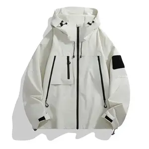 Outdoor Jacket Men's Windproof Waterproof Mountain Shell Jacket Workwear Hooded Jacket Couple Fishing Mountaineering Clothing