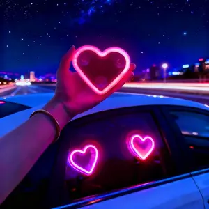 Anti-Tailgating Heart Shape Car LED Light, Solar-Powered RGB Ambient Warning Lamp, Premium Mother's Day Gift for Safety-Conscious Couples