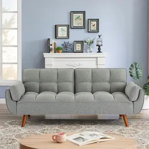 75" Convertible Sofa Bed Folding Loveseat Couch, Modern Futon Recliner Sleeper With Adjustable Backrest