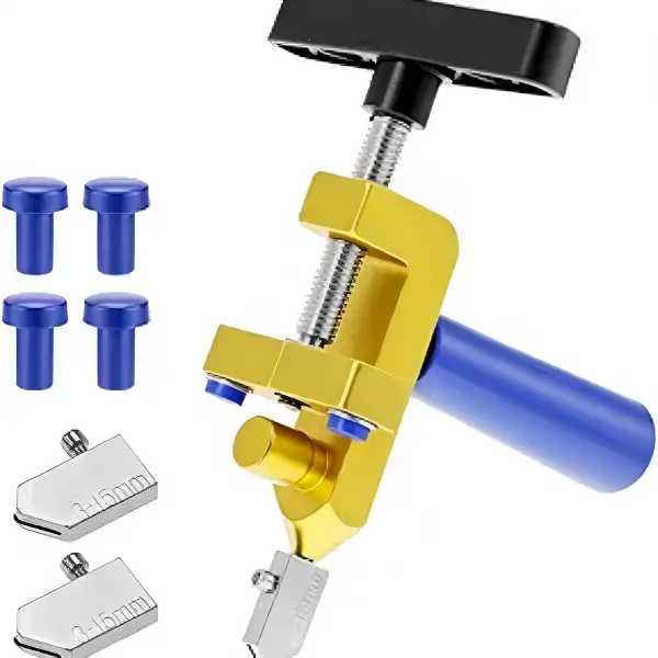 glass  tile  tool Glass Cutter Hand Tool, 2-in-1 Glass & Tile Cutter with Breaking Pliers, Manual Hand Tool Kit with 3 Tungsten Steel Blades, 4 Pressure Tips, Portable Glass Cutting Tool machine spacesaving