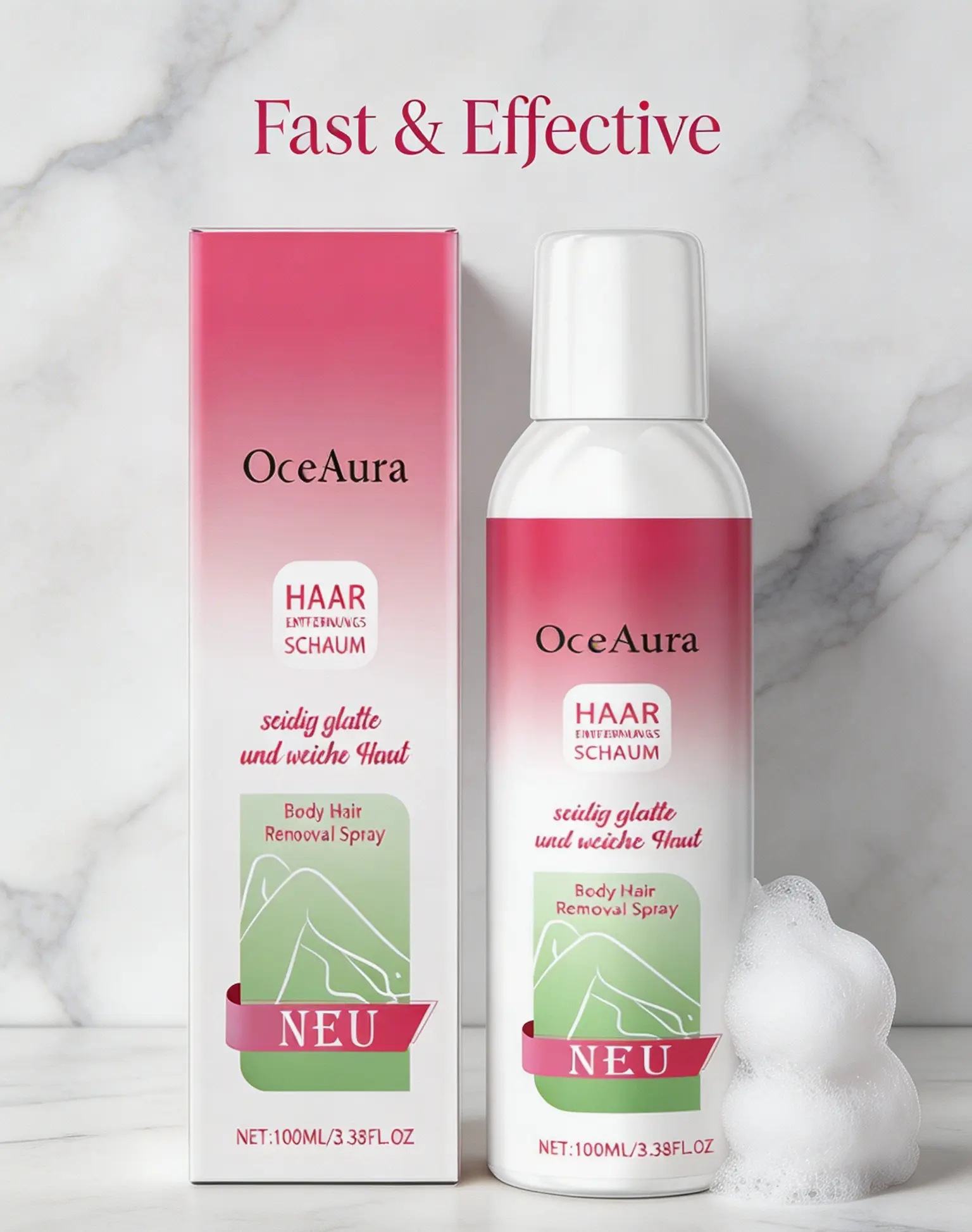 OCEAURA Moisturizing Body Spray, Cooling Formula for Legs & Arms, Gentle Body Care for All Skin Types, Travel-Friendly - 100ml/3.38fl oz, Curved Grip Design, Natural, Bikini Hair Removal, Cooling Effect, Arms/Legs/Body
