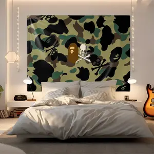 A Bathing Ape Style Camo Tapestry (1 Piece), Perfect Hypebeast Gift for Teens & Adults, Streetwear Skull & Camouflage Wall Hanging for Bedroom & Living Room Decor, Unique Birthday Present