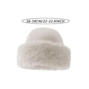 Women's Plush Faux Fur Beanie - Ultra-Soft Solid-Tone Winter Hat with Cozy Lining, Essential Cold Weather Accessory for Everyday Warmth