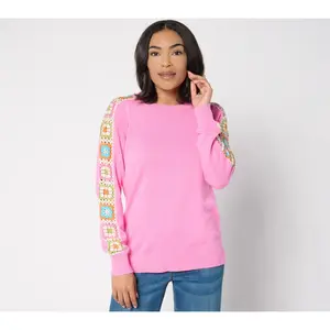 Belle by Kim Gravel Hip to be Square Crochet Sleeve Sweater