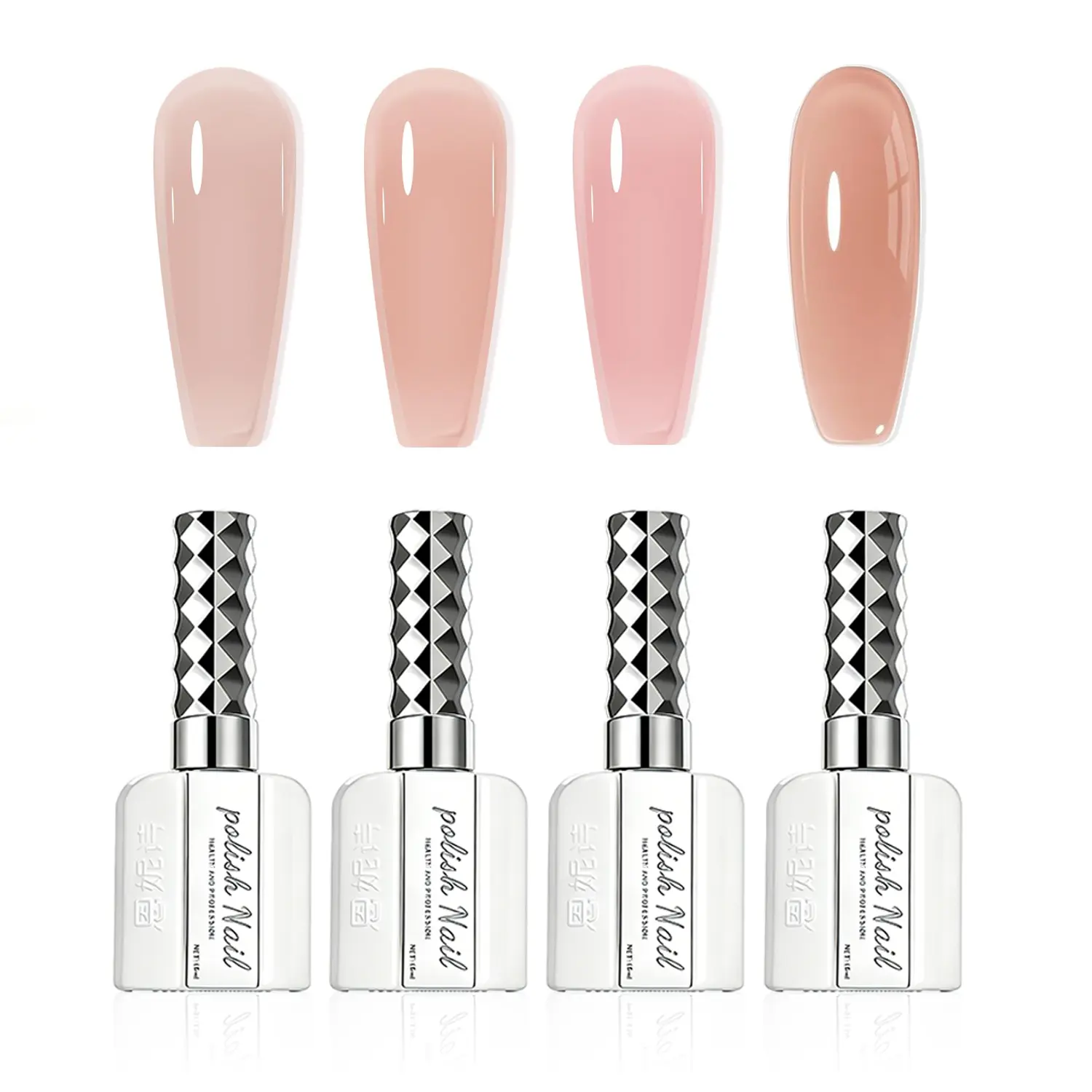 ANNIES Nude Symphony 4-Color Jelly Gel Nail Polish Kit: Sheer Pink & Milky Nude Translucent UV Gel Polish Set, Professional Ice Jelly Finish for Salon & Home DIY Nail Art