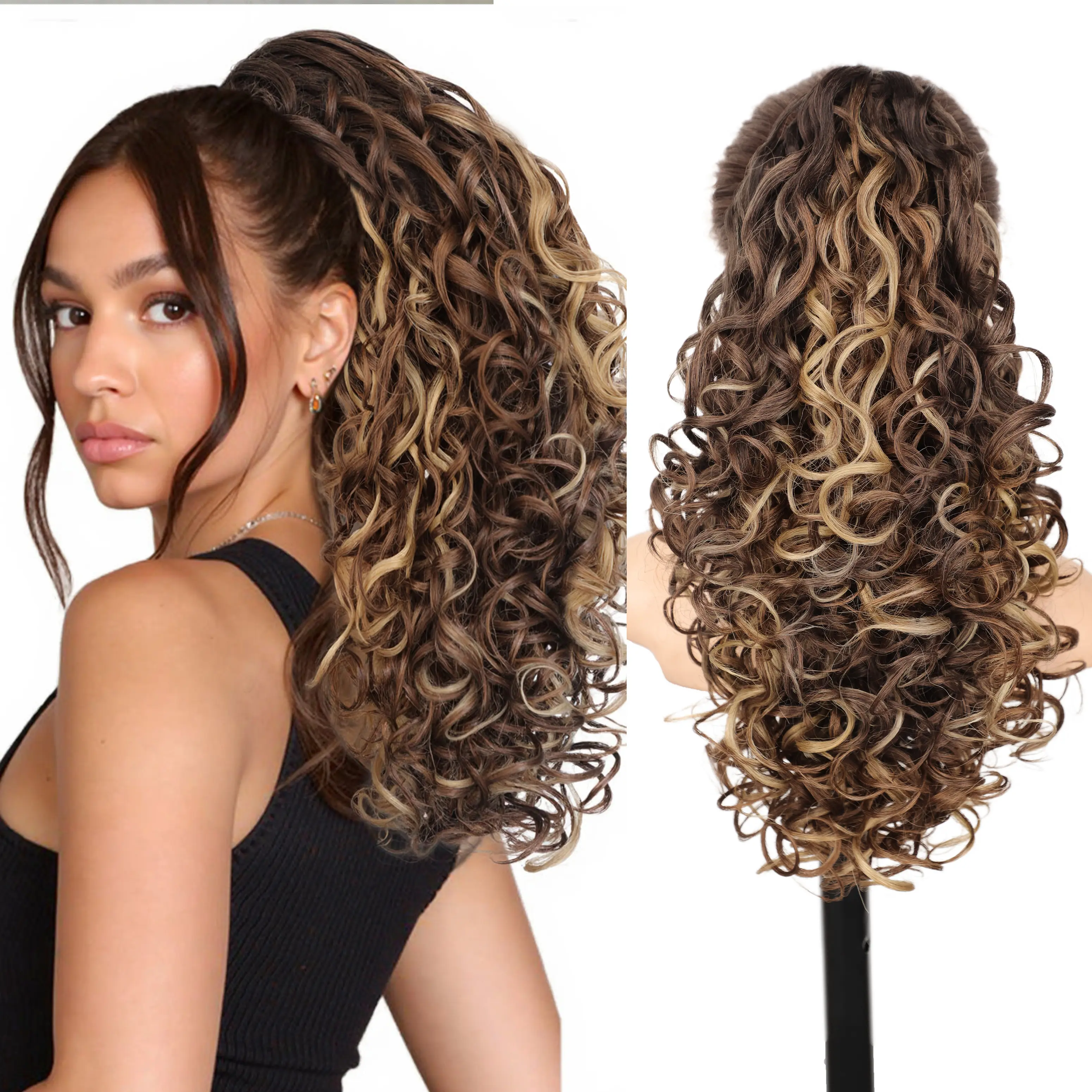 Light Brown Mix Blonde Clip Ponytail