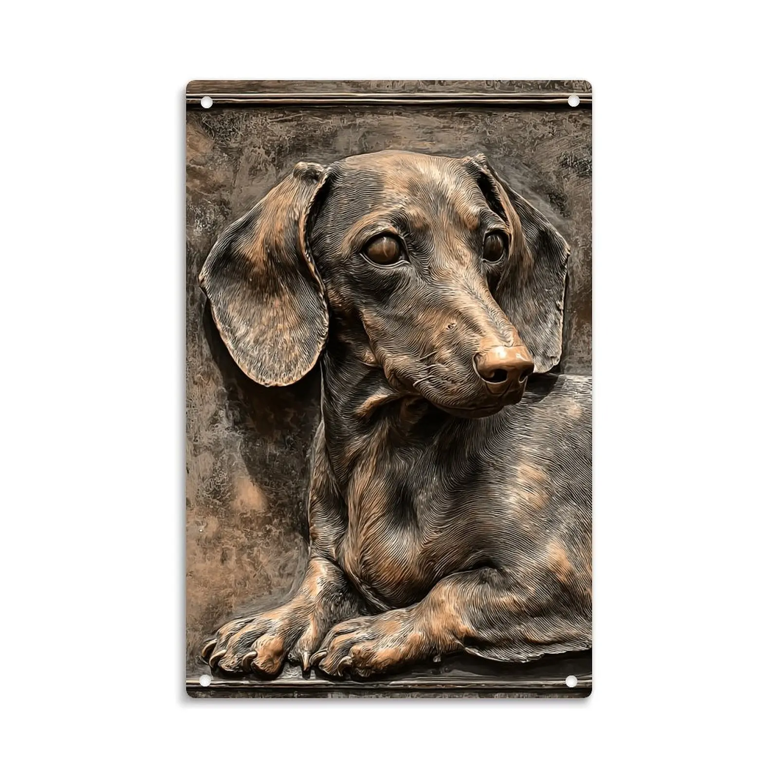 Dachshund Dog Lover Gift， Vintage Brown Dachshund Metal Sign Print Aesthetic Room Decoration for Home Bedroom Kitchen Bar Dorm Bathroom Wall Decor 8 X 12 Inch