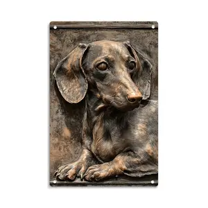 Dachshund Dog Lover Gift， Vintage Brown Dachshund Metal Sign Print Aesthetic Room Decoration for Home Bedroom Kitchen Bar Dorm Bathroom Wall Decor 8 X 12 Inch
