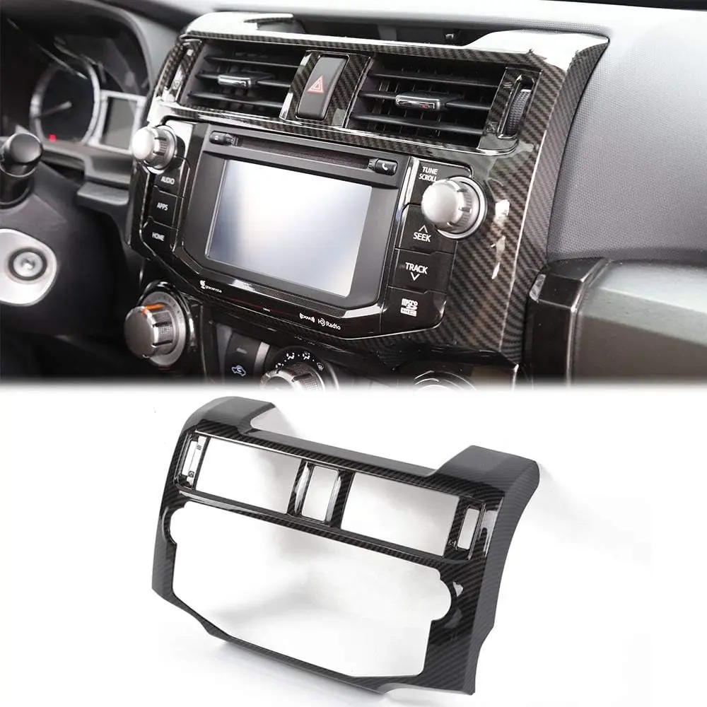4Runner 2010-2019 Carbon Fiber Black Center Console Navigation Panel Cover Anti-Scratch Anti-Dust Decal Panel for Interior Decor