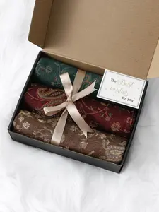 Women's Solid Color Walnut Fringe Scarf Set, 3-Piece Muslim Turbans, Casual Daily Hijab, Sun Protection Shawl, Gift Boxed