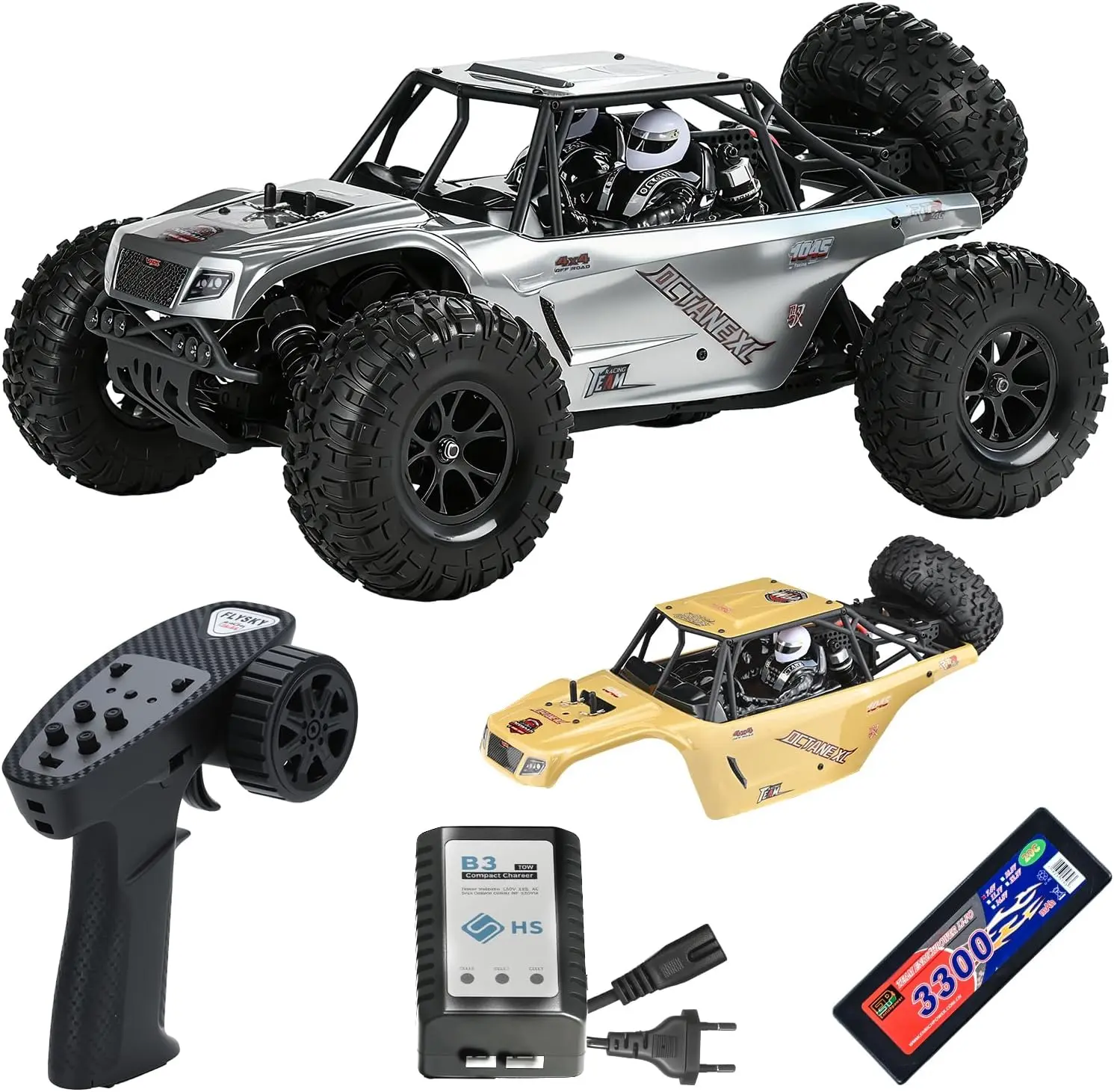 VRX RACINGOctane 1/10 Scale 4WD Brushless High-Speed RC Cars for Adults, 55+ KM/H RTR Remote Control Car, Off-Road Electric Sand Buggy for Desert/Rock Crawling - Ready to Run