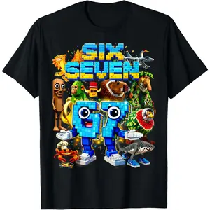 Six Seven 67 Pixel Gamer Meme Funny Gifts for Boys  T-Shirt