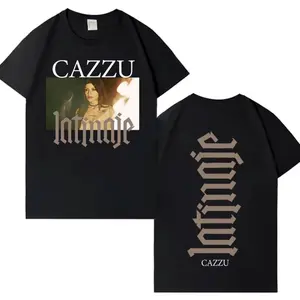 Singer CAZZU Latinaje Album T Shirts Mens Women Short Sleeve T-shirt Loose Cotton Cozy Unisex Casual T Shirt Teenagers Unisex 0TY