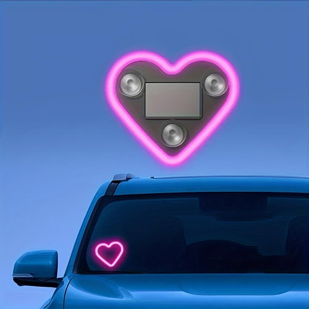 Solar-Powered Car Ambient Light |   Strong Suction Heart Lamp |   No Need to Charge