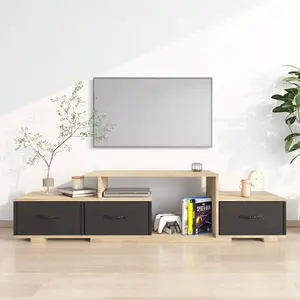 TV Stand For TVs Up To 70", Entertainment Center With 3 Fabric Drawer, Media Console With Shelves, Television Stands For Living Room, Bedroom