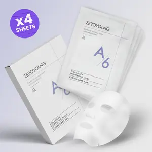 Collagen Mask (4 Sheets) with Type III Hydrolyzed Collagen - Anti-Aging, Wrinkle Care, Restores Elasticity, Radiant Glow. 25ml per Sheet
