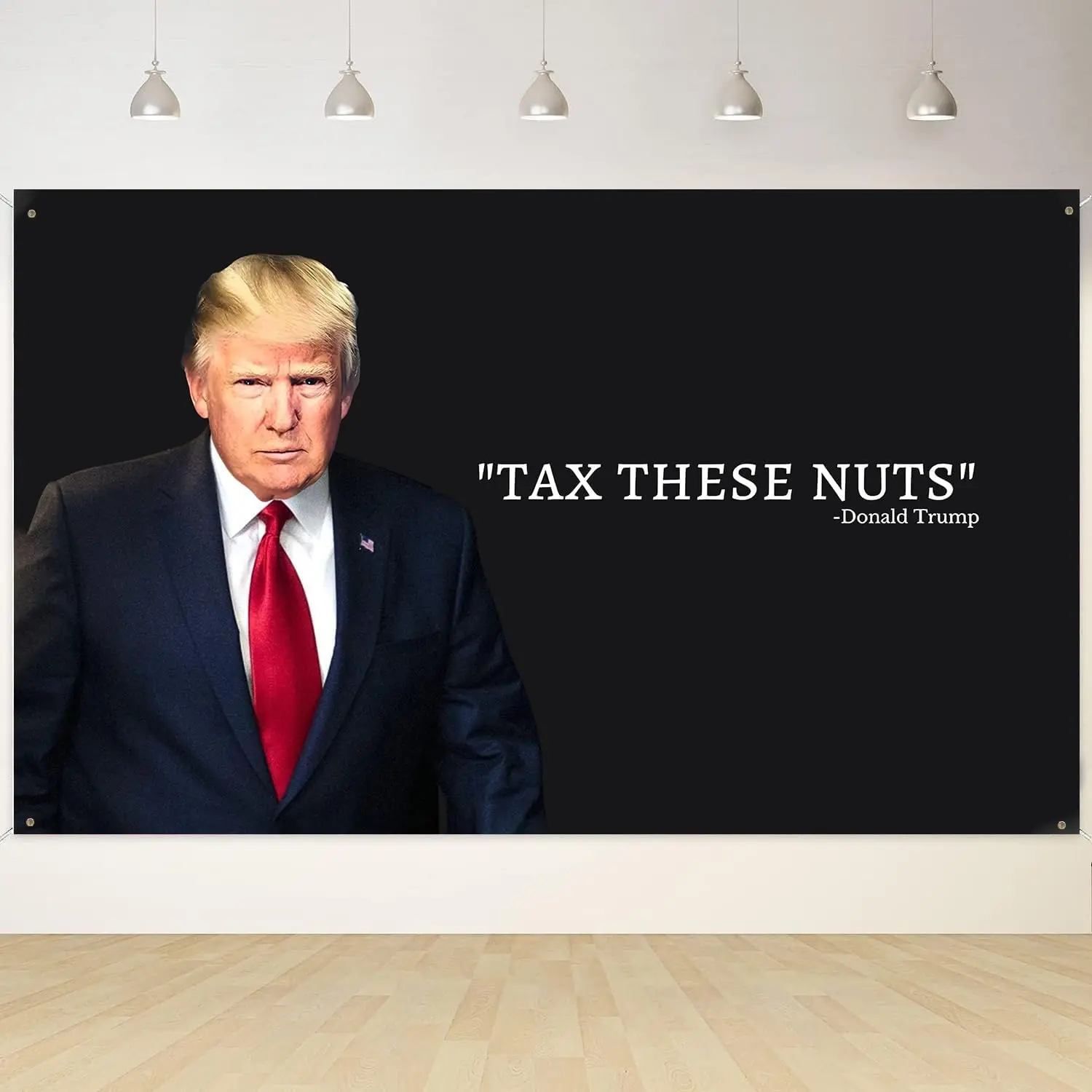 Donald Trump "Tax These Nuts" Funny Rectangular Polyester Synthetic Wall Hanging Tapestry, Low-Heat Ironable Home Decor Gift, Indoor-Outdoor Home Supply for College Dorm Room