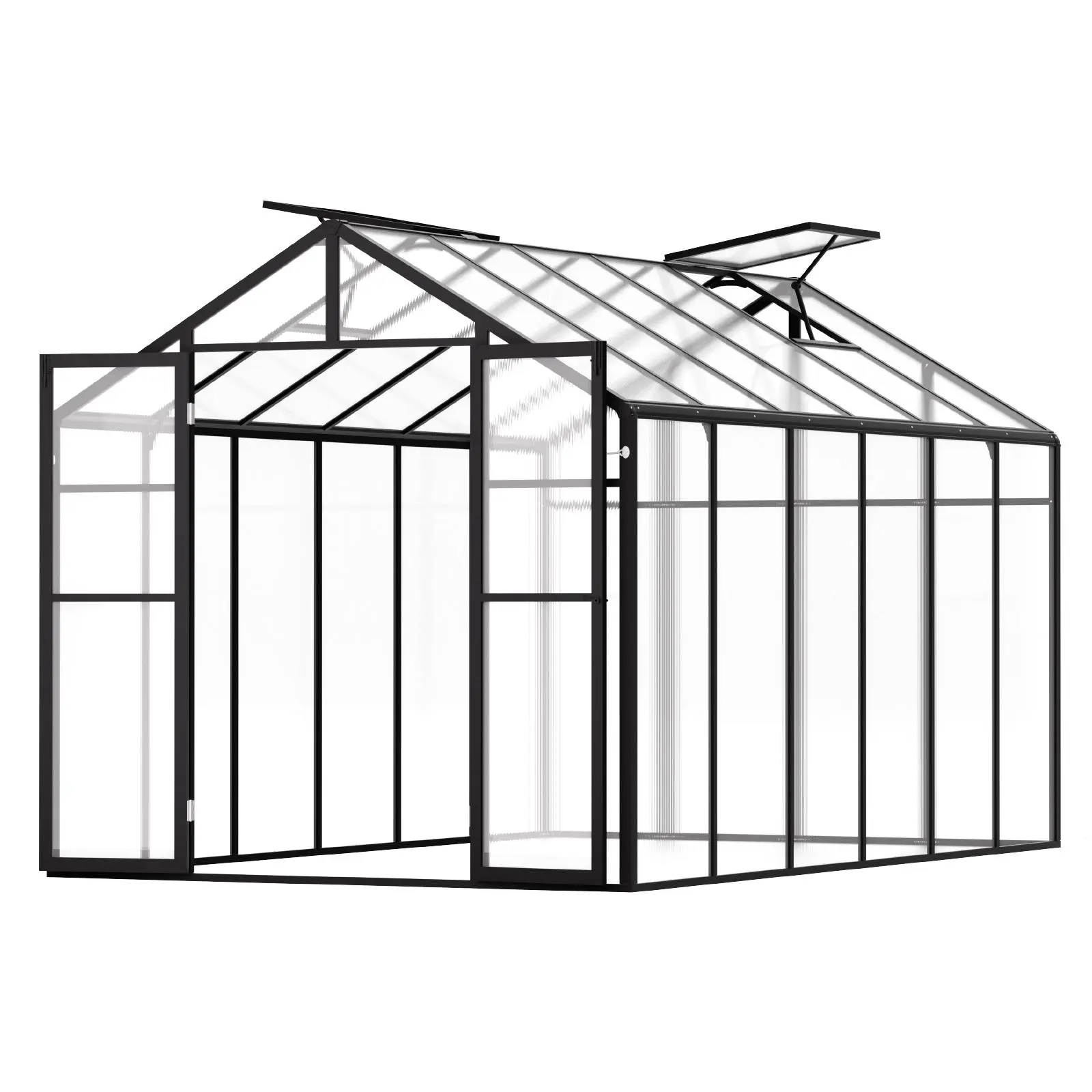 【Summerfinds】VEVOR Polycarbonate Greenhouse 8 x 12 FtOutdoor Greenhouse with 2 Vent WindowsPavilion Styled Greenhouse with Hinged DoorAluminum Large Walk-in Greenhouse Kit for Outside Garden Backyard