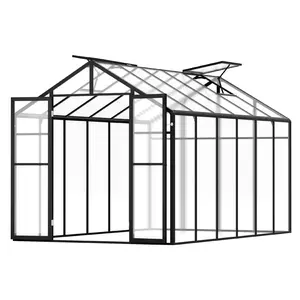 VEVOR Polycarbonate Greenhouse,  8 x 12 Ft, Outdoor Greenhouse with 2 Vent Windows, Pavilion Styled Greenhouse with Hinged Door, Aluminum Large Walk-in Greenhouse Kit for Outside Garden Backyard